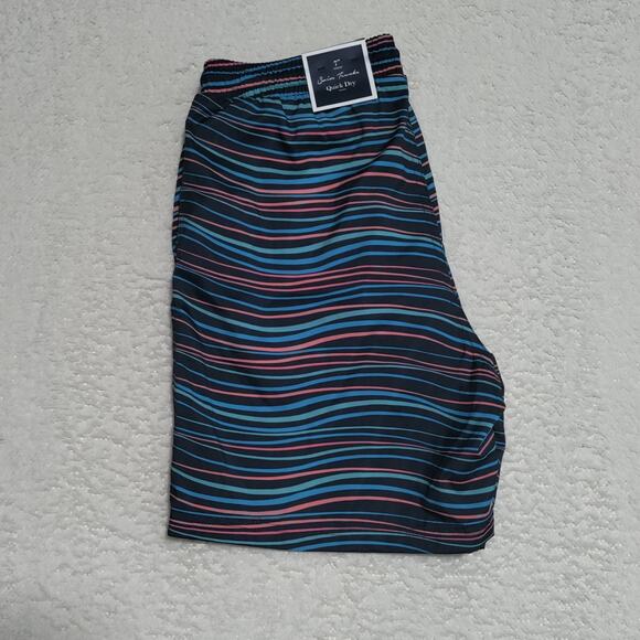 Club Room Men Quick-Dry 7" Swim Trunks Men's Medium Colorful Stripes Classic NEW - Picture 3 of 15